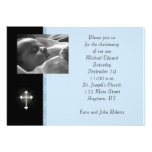 Blue Religious Photo Card Personalized Invites