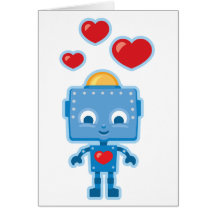 Blue retro robot Art Card