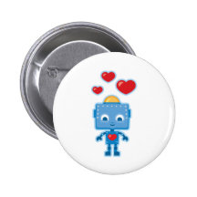 Blue retro robot Art Pin