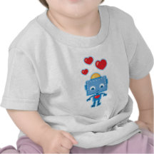 Blue retro robot Art T-shirts
