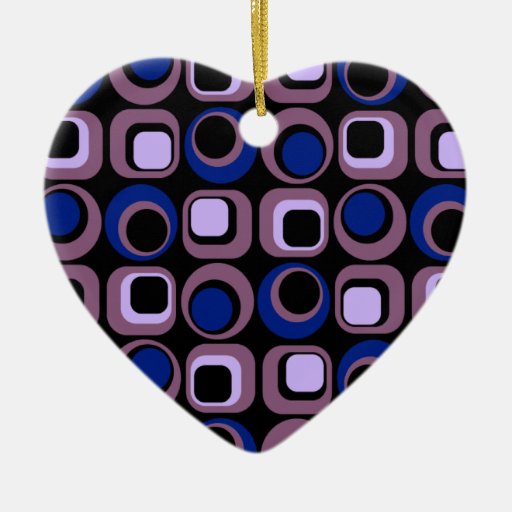 Blue Retro Squares Pattern Ornament