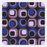 Blue Retro Squares Pattern Stickers