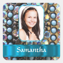 Blue rhinestone photo background stickers