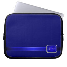 Blue Ribbon Blue Faux Jewel Monogram  Sleeve Laptop Computer Sleeves