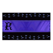 Blue Ribbon Monogram Business Card Template