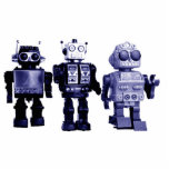 blue robots photo sculpture