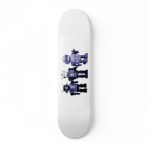 blue robots skateboard