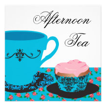 Blue Rose Afternoon Tea Custom Invitation
