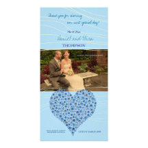 Blue Rose Heart Wedding Thank You Photo Card