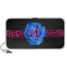 Blue rose monogram iPhone speakers