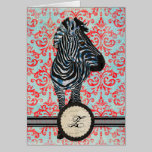 Blue Rose Moses Monogram Damask Notecard cards