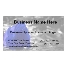 Blue Rose On Left Side Silver Background Business Card