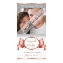 Blue & Rose Ribbon Save the Date Photo Card