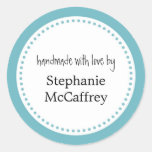 Blue rosette handmade custom label party favour round stickers