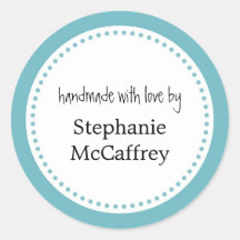 Blue rosette handmade custom label party favour round stickers