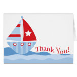 Blue Sailboat Baby Shower Thank You Note Card cards