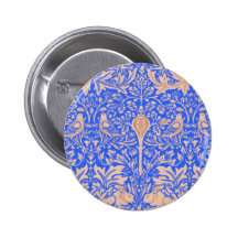 Blue & Sand Rabbit Bird Damasks William Morris Pins