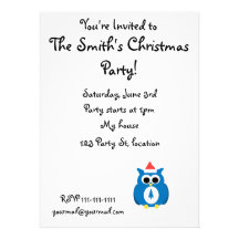 Blue santa owl custom announcements