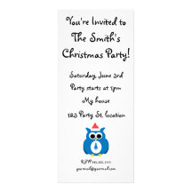 Blue santa owl invites
