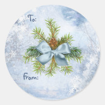 Blue Satin Christmas Stickers