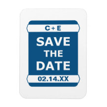 Blue Save the Date Rectangle Magnets