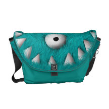 Blue Scary Furry Monster Messenger Bag