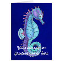 Blue Sea Horse Card