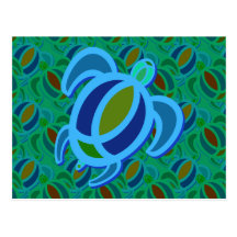 Blue Sea Turtle Postcard