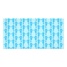 Blue Seahorse Pattern Photo Cards