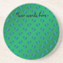 Blue shamrocks on green background beverage coasters