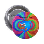 Blue shark psychedelic rainbow glitter pinback button