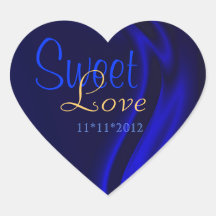 Blue Silk Heart Candy Buffet Sticker