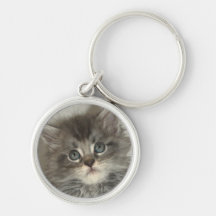 Blue silver kitten key ring key chain