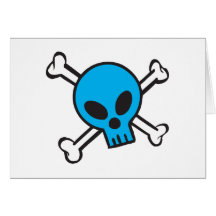 Blue Skull and Crossbones Greeting Card