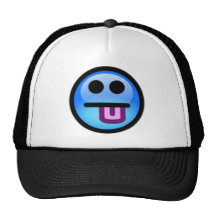 Blue Smiley Face with tongue sticking out. Fun! Trucker Hats