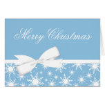 Blue Snowflake Bow Christmas Holiday Greeting Card