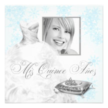 Blue Snowflake Photo Quinceanera Invitation
