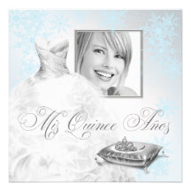 Blue Snowflake Photo Quinceanera Invitation