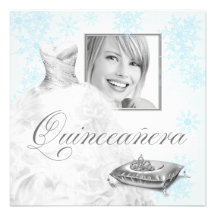 Blue Snowflake Photo Quinceanera Invitation