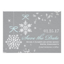 Blue Snowflake Save the Date Cards Custom Invites