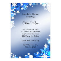 Blue Snowflakes Baby Shower Invitation