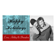 Blue Snowflakes Christmas Photo Card