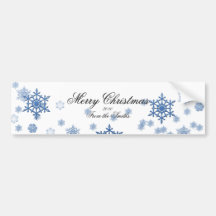 Blue Snowflakes on White background Bumper Sticker
