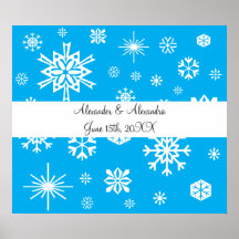 Blue snowflakes wedding favours posters