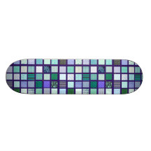 Blue squares mosaic pattern skate decks