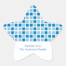 Blue Squares Pattern Star Stickers