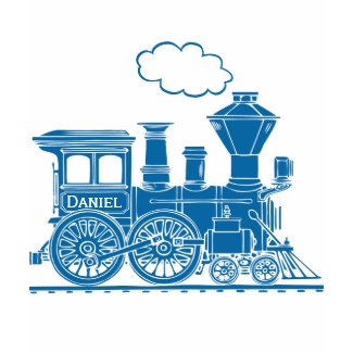 Blue steam locomotive train 