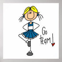 Blue Stick Figure Cheerleader T-shirts and Gifts Posters