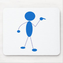 Blue Stick Figure Pointing Mouse Pads