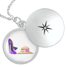Blue stiletto shoes and hat art jewelry